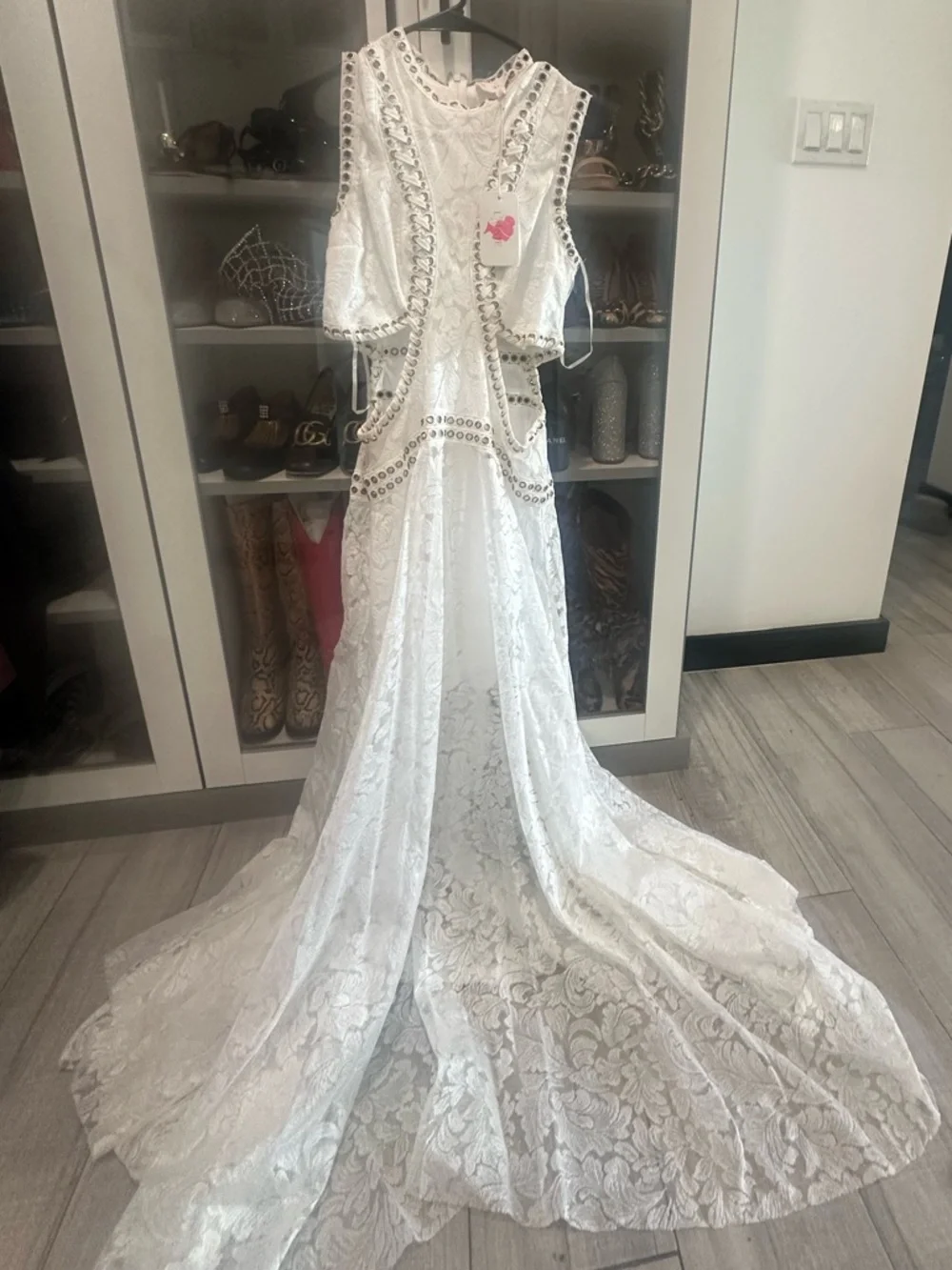 NWT L’atiste Lace Cutout Bridal style maxi dress summer boho fancy sz M festival - Picture 2 of 7